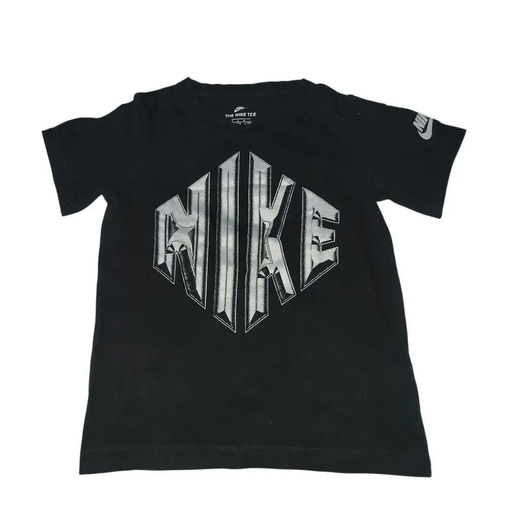 Nike Kids Black Tee with Silver Graphic